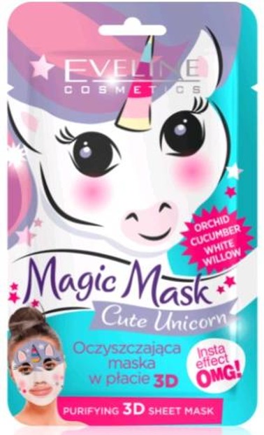 Eveline Cosmetics Magic Mask oczyszczająca maska w płacie 3D Cude Unicorn